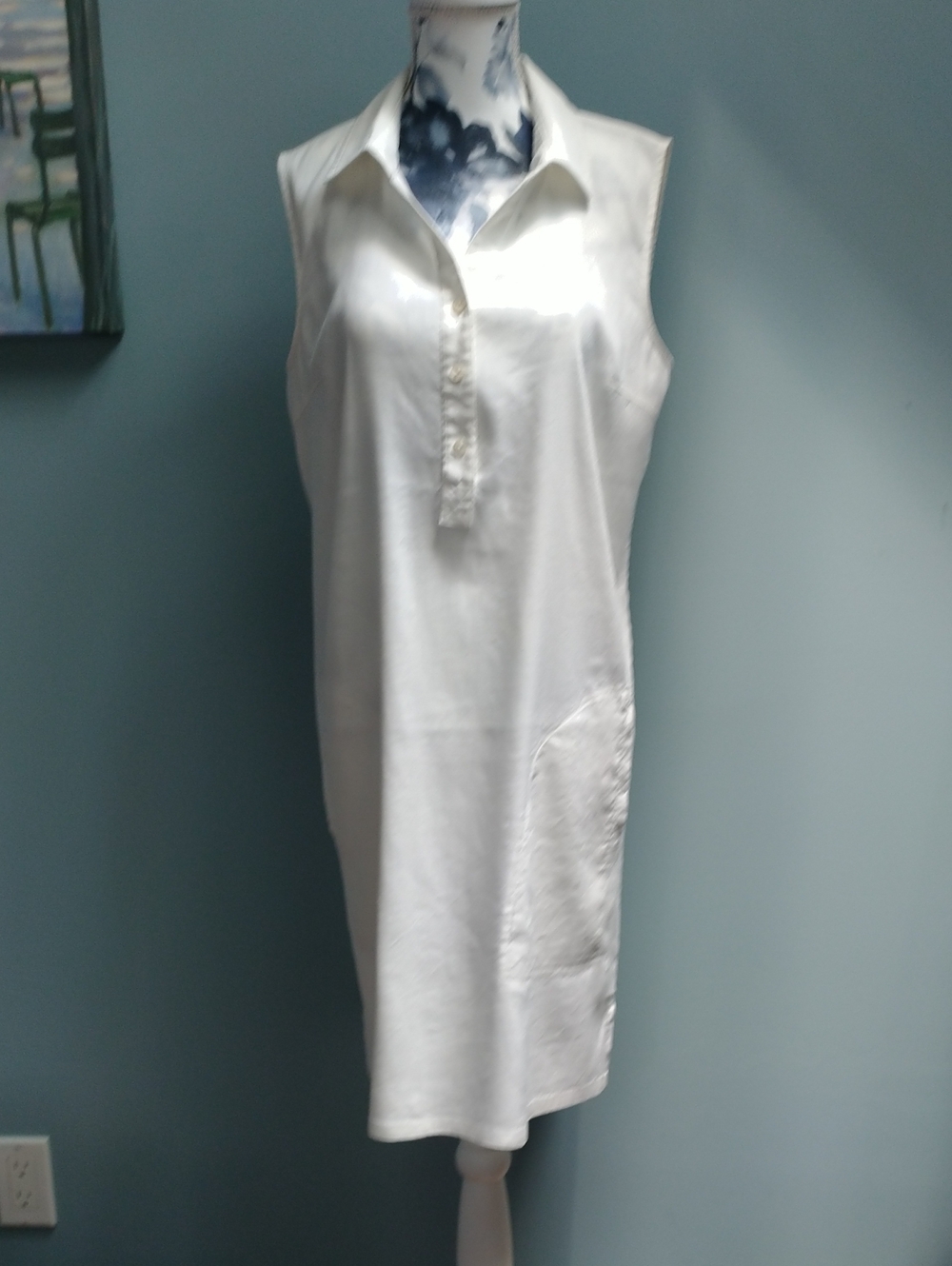 Tommy Bahama White Linen Blend Shirt Dress, Size S